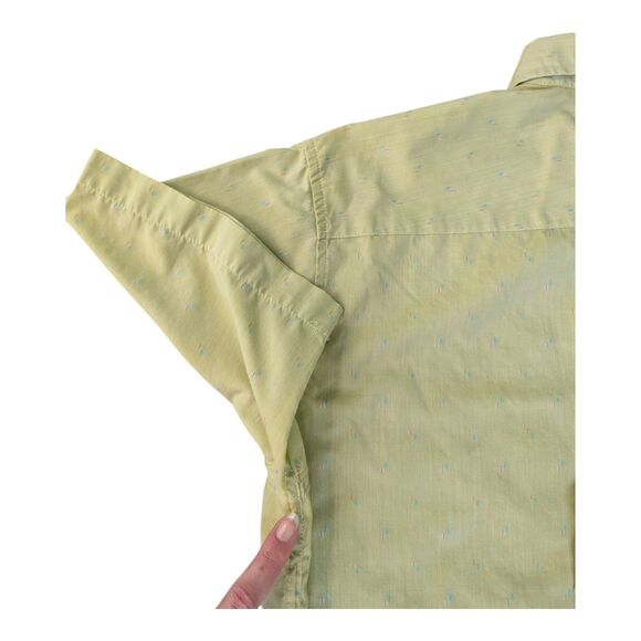 Vintage 90s Domani Men's Lime Green Confetti Button Down Shirt Size M - Picture 4 of 10